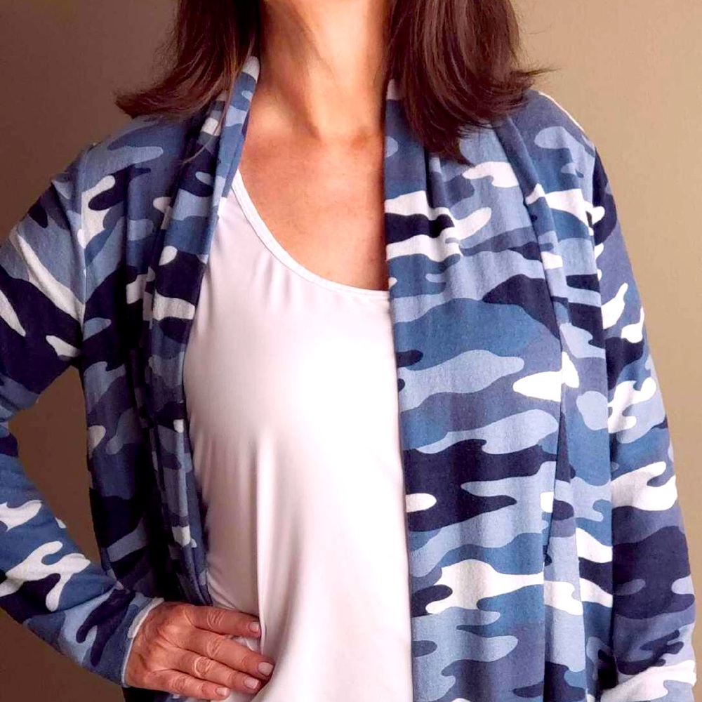 GibsonLook Open Front Fleece Camo Cardigan